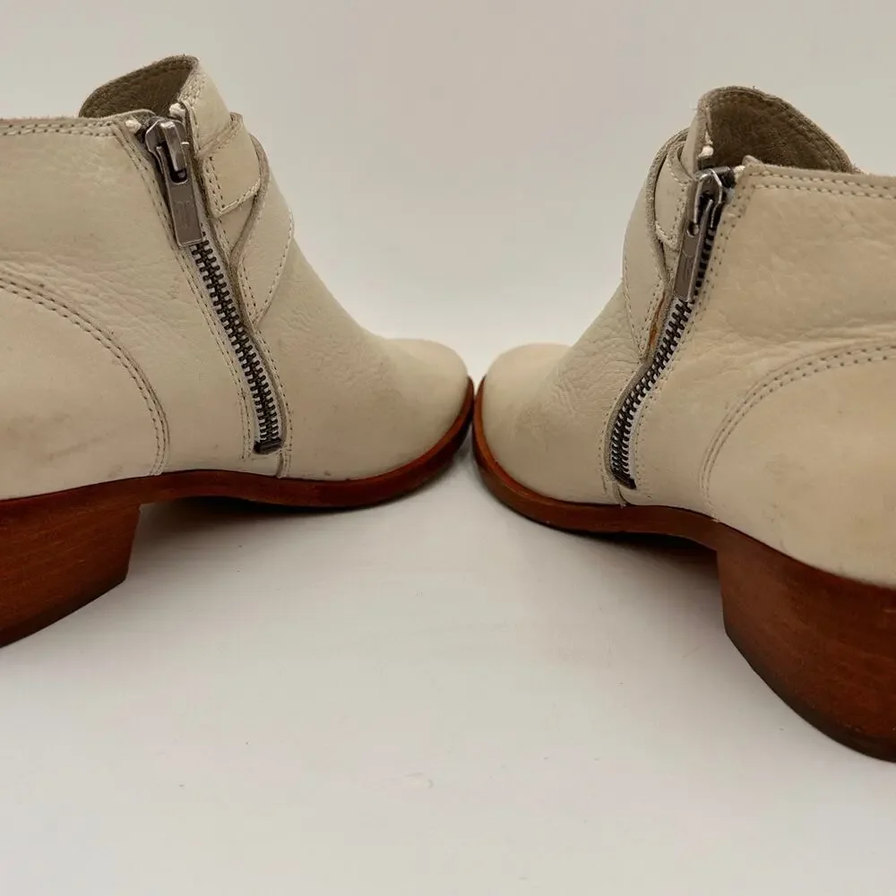 Frye Cream Ankle Boots with Silver Buckles - Picture 5 of 11